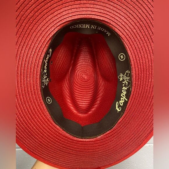 Vintage Coopers straw cowboy/cowgirl hat Mexico Red Western Texas Rodeo Medium - Picture 5 of 6